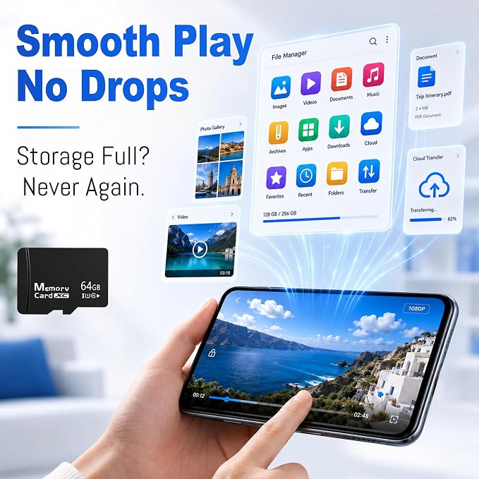 64GB Micro SD Card for Dashcam & Security Camera U3 V30 A1 | High Endurance