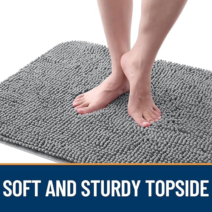 OLANLY Dog Door Mat Set 2-Piece 36x24, Absorbs Moisture and Dirt, Absorbent Non-Slip Washable Doormat, Quick Dry Chenille Mud Mat for Dogs, Entry Indoor Entryway Carpet for Inside Floor, Grey