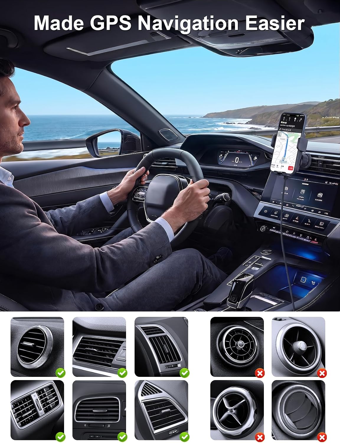 Wireless Car Charger Auto Clamping LED Car Charger Dash Windshield Air Vent
