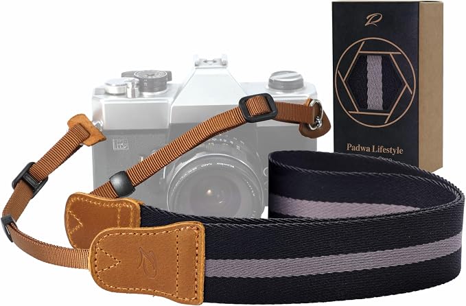 Padwa Lifestyle Black Grey Stripes Camera Strap