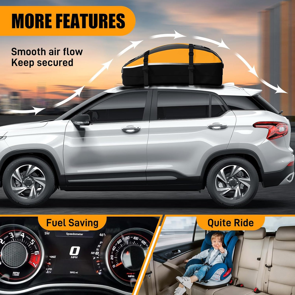 Skiennix Rooftop Cargo Carrier Bag - 100% Waterproof 20 Cubic Feet Luggage Carrier for All Vehicles | Includes Anti-Slip Mat & Storage Bag