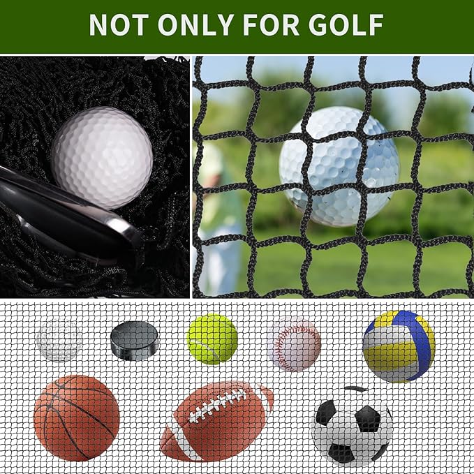 NQB Golf Practice Net with Steel Hanging Kit & Nylon Rope, Hitting Net for Multiple Sports