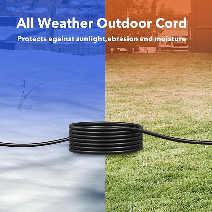 Clear Power 8 ft Extension Cord - 16/3 SJTW, Black Waterproof, Weather Resistant, Flame Retardant, 3-Prong Grounded Plug for Safe and Reliable Use - Ideal for Home, Garage, and Outdoor Projects