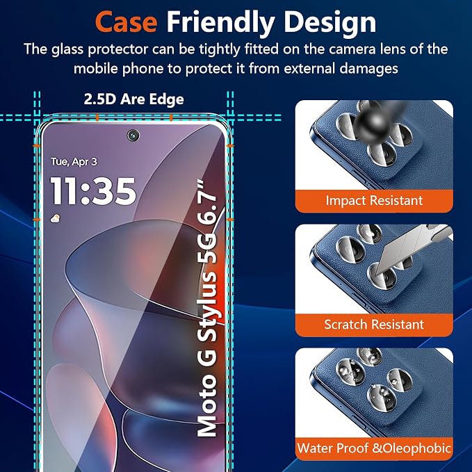 Designed for Motorola Moto G Stylus 5G 2025 Tempered Glass Screen Protector +