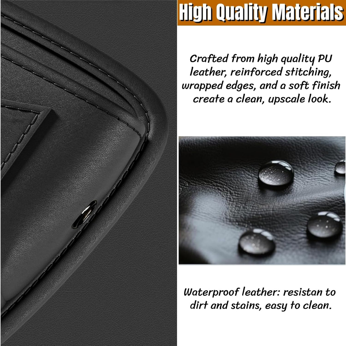 BLIRITEL Car Seat Gap Filler Organizer with Charging Hole, PU Leather Car Seat Gap Plug with Storage Slot, Car Console Side Organizer for Phone, Keys & Cards (Black-2 Pack)