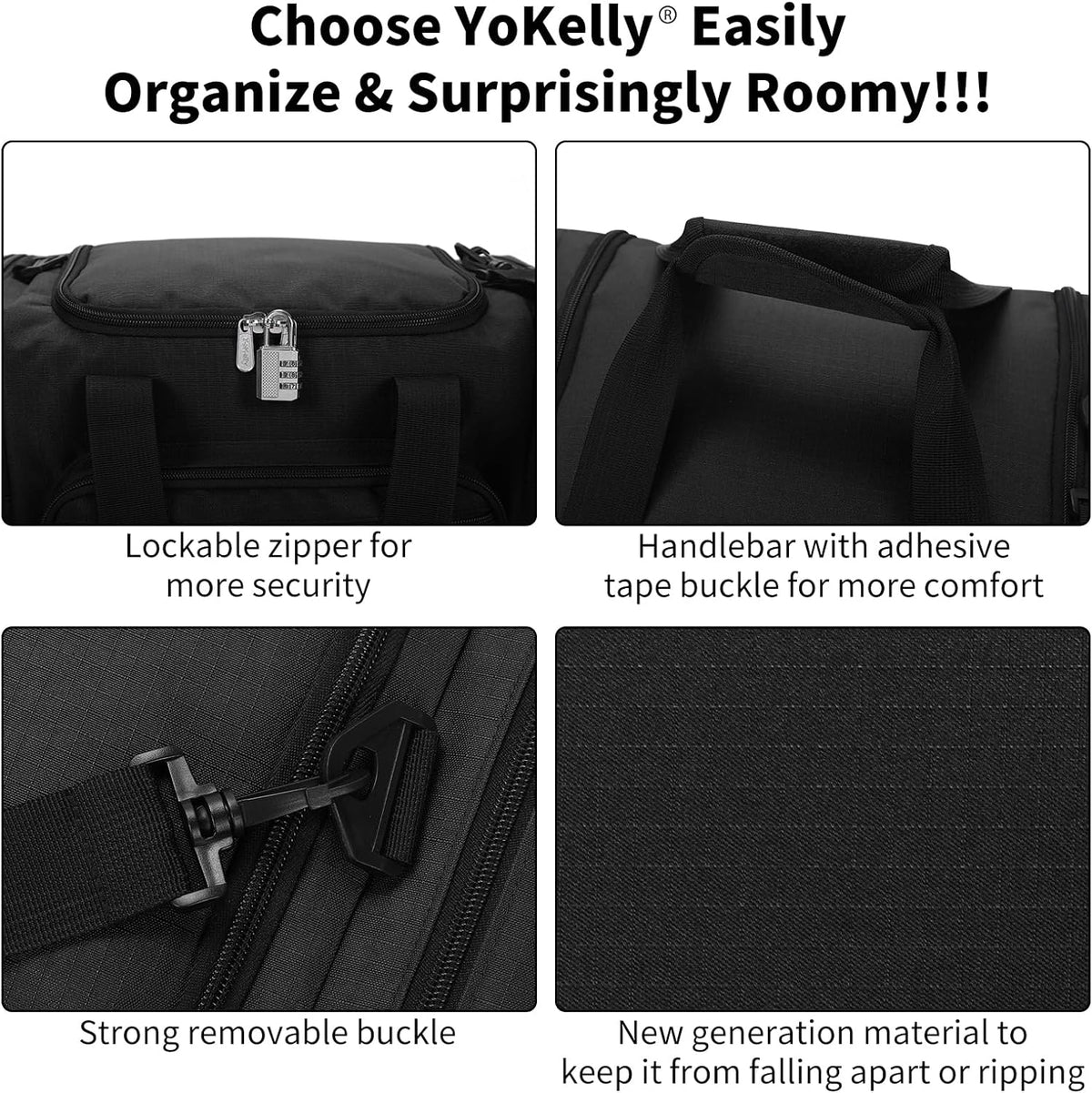 Skiennix Small Duffel Bag - 17-Inch Carry-On Weekender for Travel & Gym - Black (17x10x9 in)