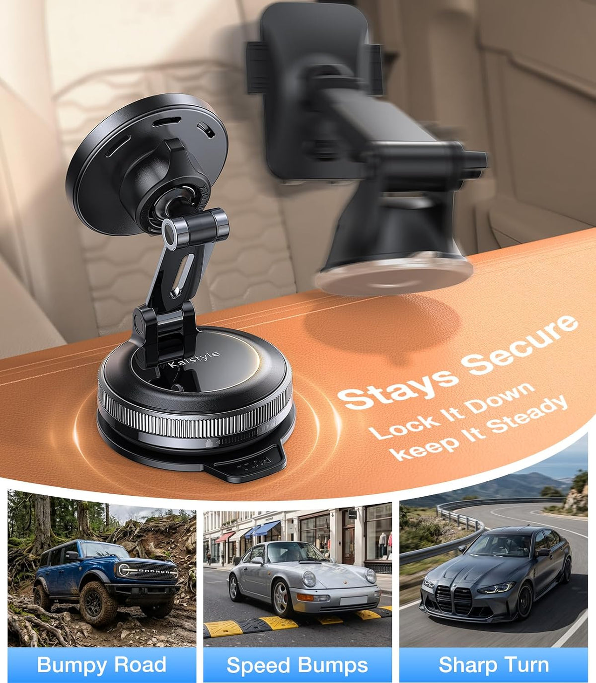 Kaistyle Magsafe Car Mount Charger 15W Faster Magnetic Wireless Car Charger