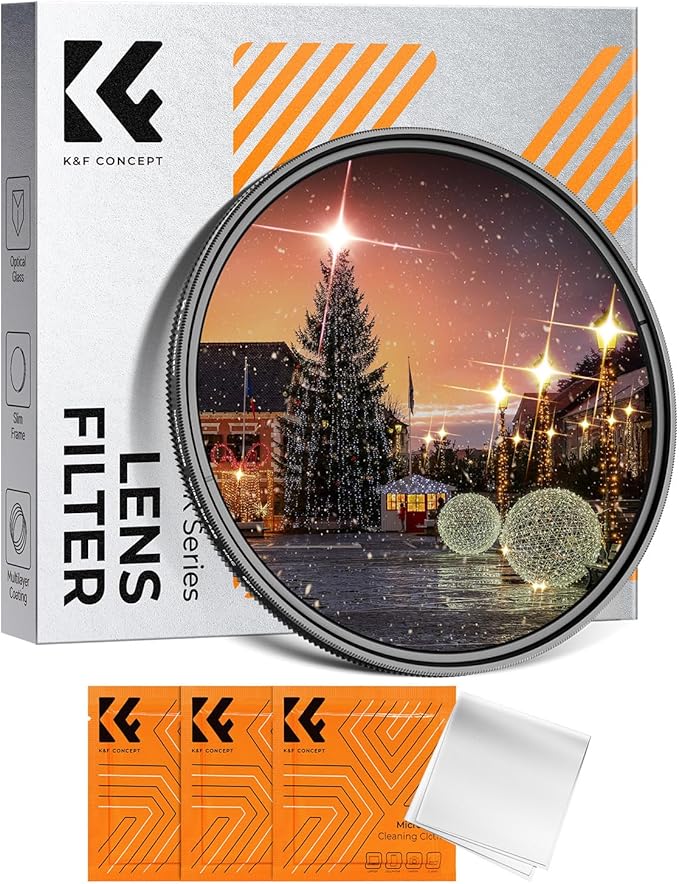K&F CONCEPT 49mm Variable Star Filter Cross Screen Starburst Filter 4, 8 Points
