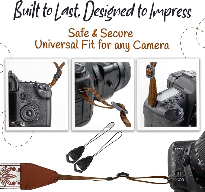 Art Tribute Camera Strap, Vintage Embroidered Neck Shoulder & Crossbody Camera