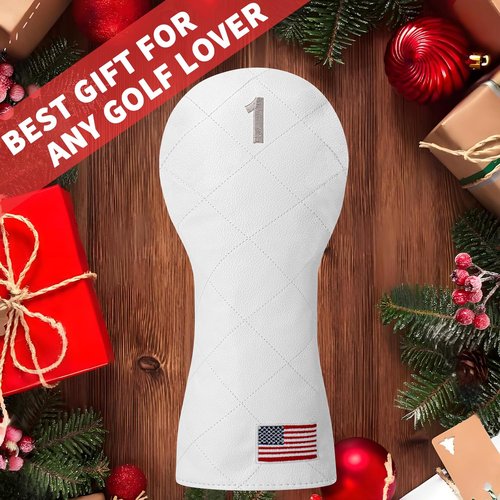 Golf Head Cover Golf Club Grid National Flag Design Golf Covers PU Headcovers Set Fits Driver Fairway Wood Hybrid Utility Woods Iron Wedge Headcover.