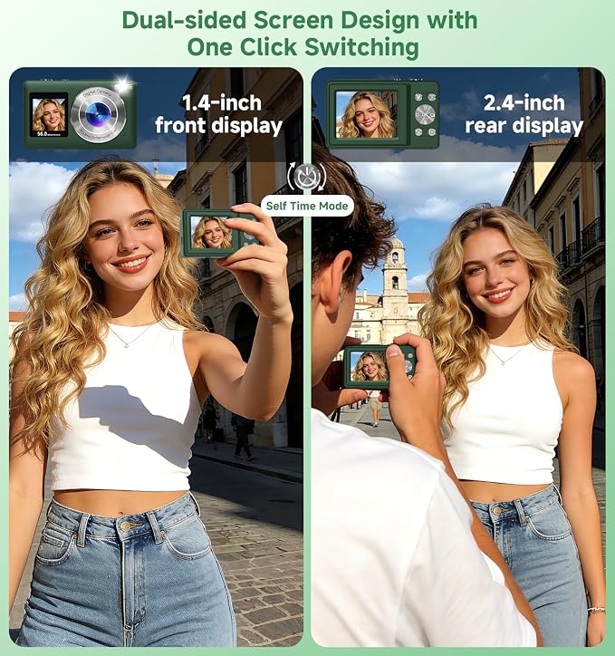 Digital Camera, 2026 Upgraded 56MP Dual Screens Digital Camera, Compact Cameras