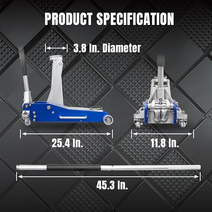 Big RED AT830003XLUR Economic Aluminum Quick Lift Low Profile Garage Jack, 3 Ton (6000 lb), Blue