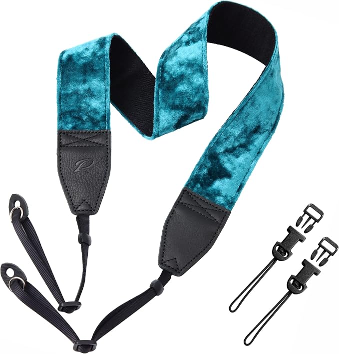 Padwa Lifestyle Peacock Blue Velvet Camera Strap