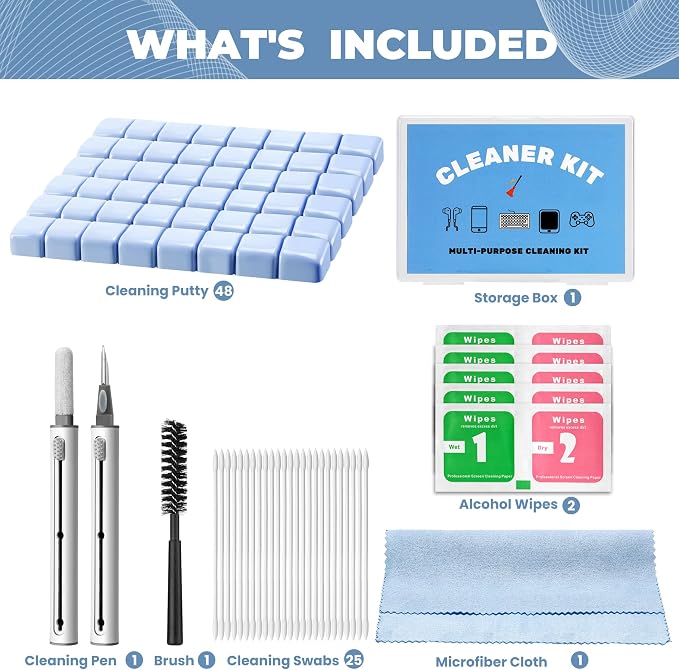 Upgraded for Airpod Cleaner Kit, Putty&Swabs, Removes Earwax& Dust, Compatible