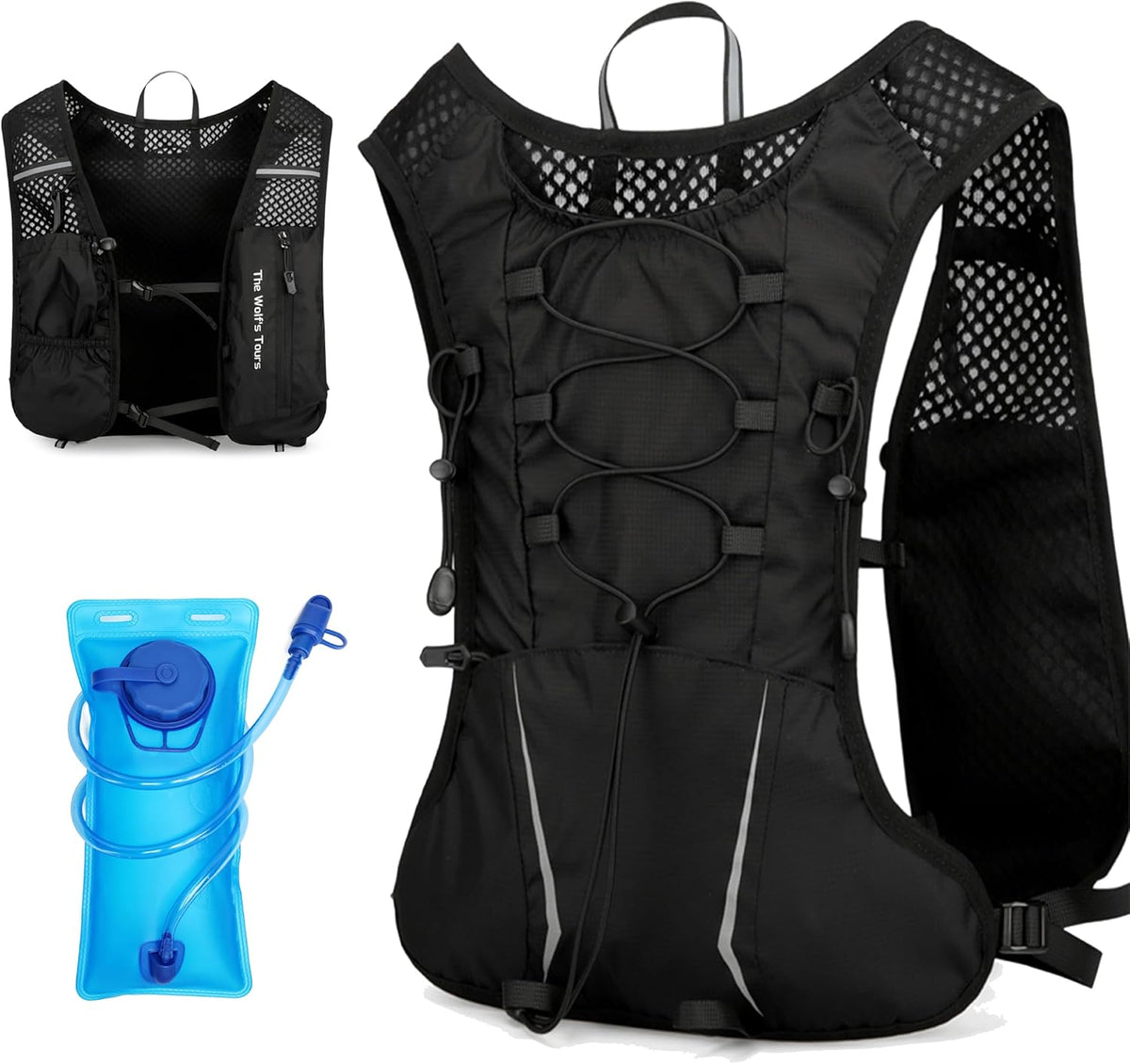 XBT Hydration Pack - Lightweight 2L Water Bladder Running Vest | Adjustable, Breathable, Reflective for Hiking & Cycling
