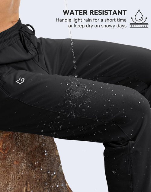 Men's Fleece Lined Winter Pants 32"/34"/36" Inseam Tall Sweatpants with Zipper Pockets Warm Athletic Joggers Men(Black,34-XL)