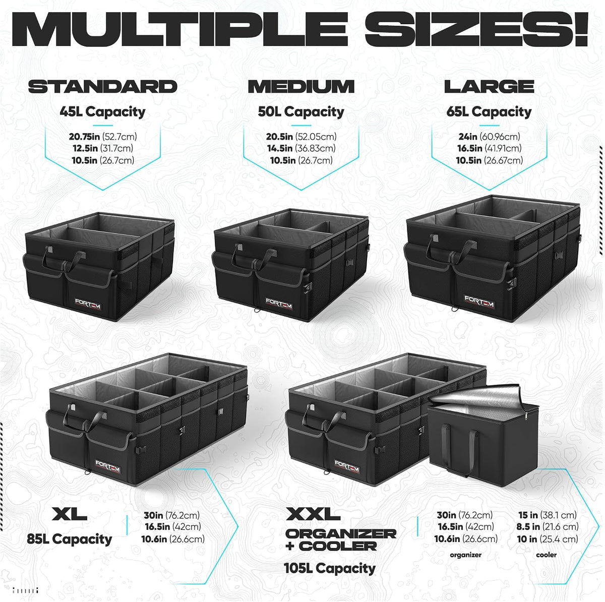 FORTEM Trunk Organizer - Foldable Car Organizer with Cooler for SUV, Trucks