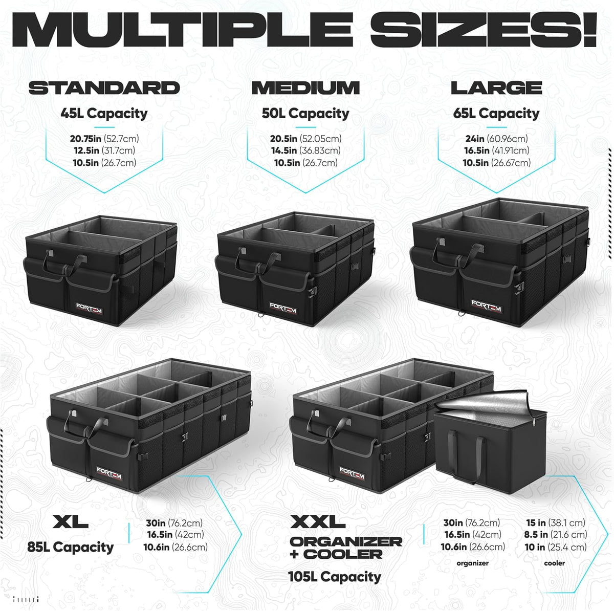 FORTEM Trunk Organizer - Foldable Car Organizer with Cooler for SUV, Trucks