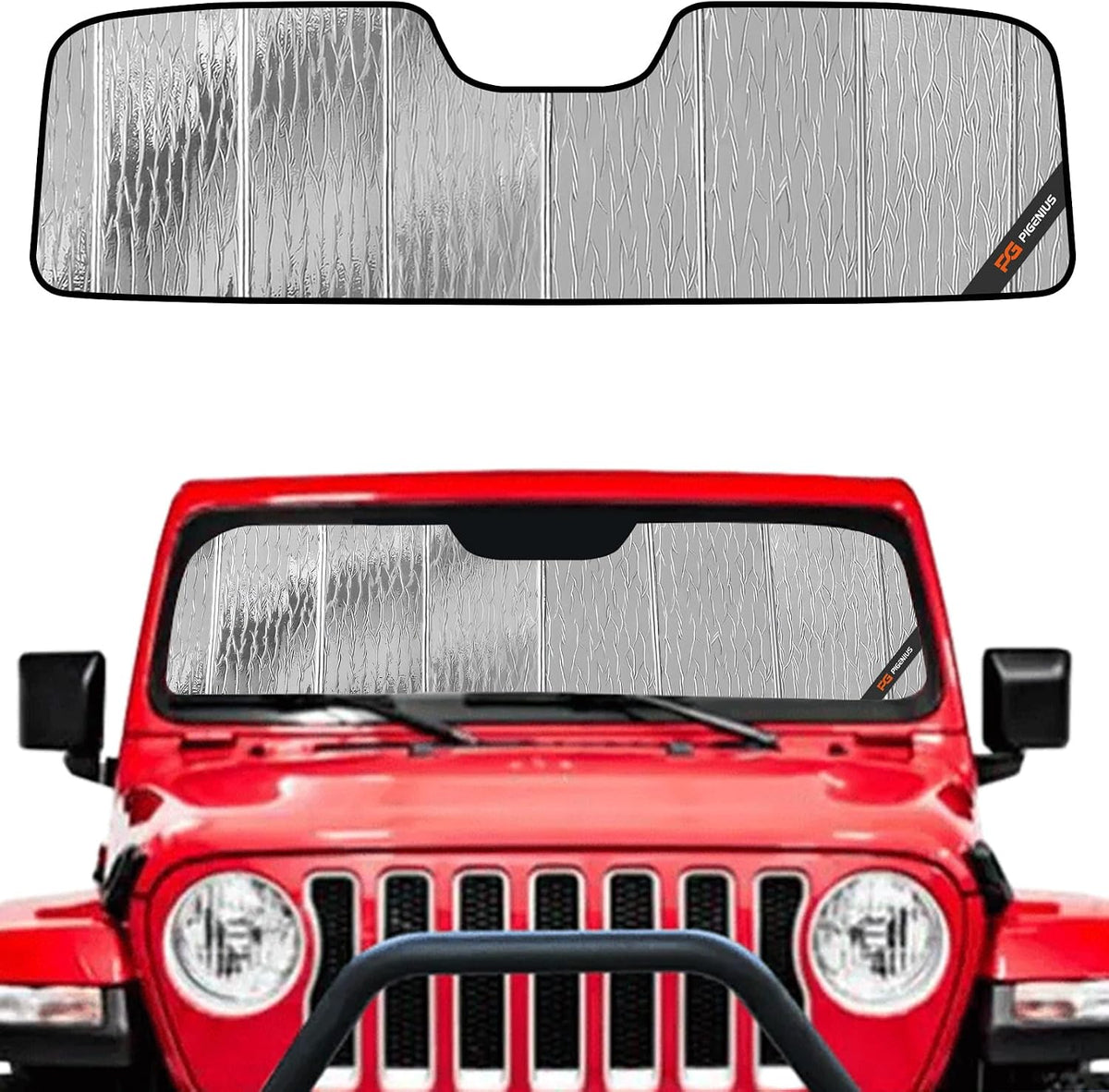 Pigenius Windshield Sun Shade for Jeep Wrangler JL 2018-2026, Gladiator 2020-2026 Front Window Sunshade - AstraGuard
