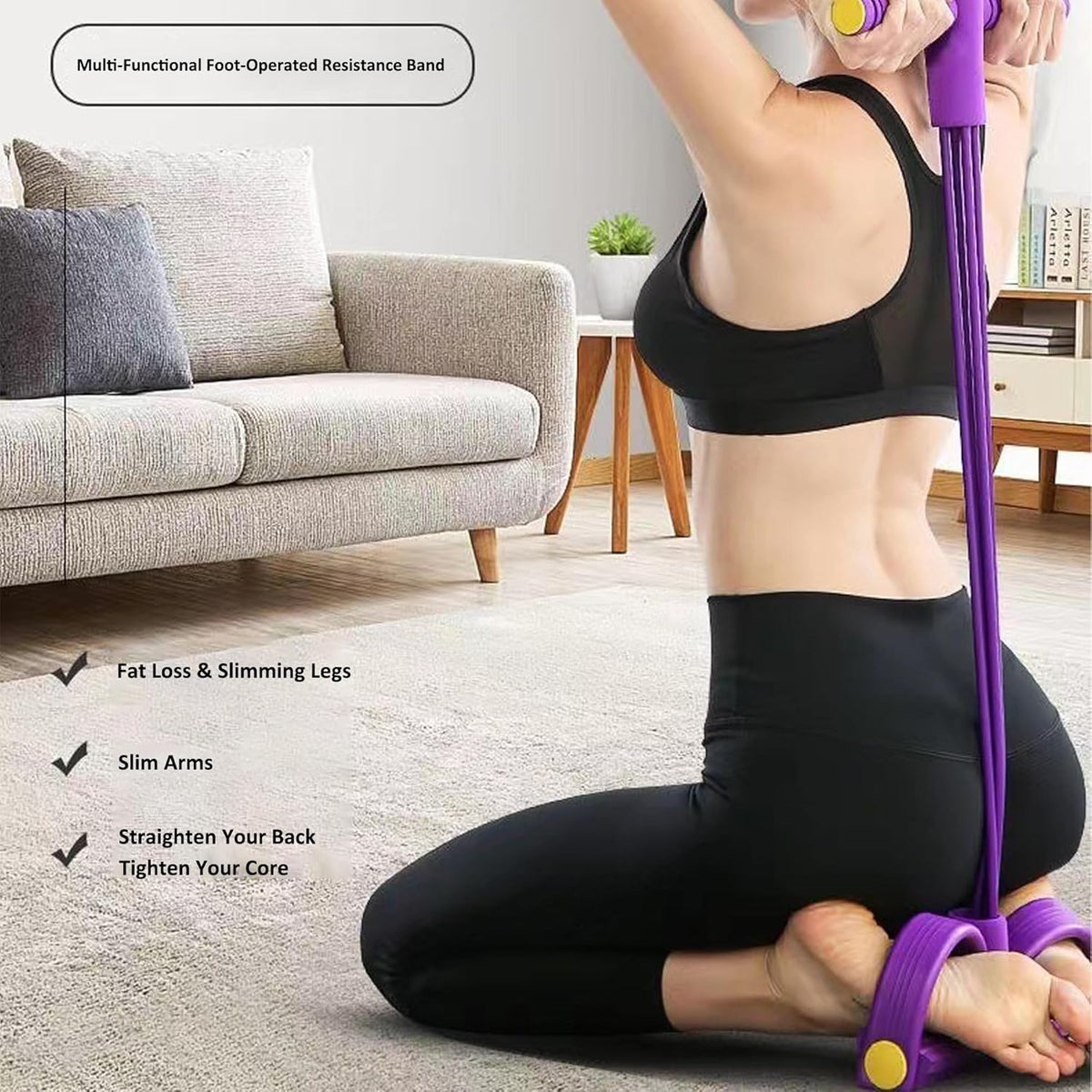 PWireless Resistance Bands - Multifunctional 6-Tube Manual Tension Pedal for Full-Body Workout | Natural Rubber