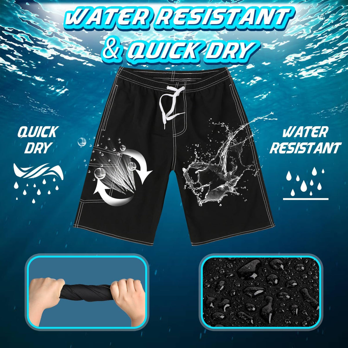 Skiennix Men's Swimming Trunks - Quick Dry Swim Shorts with Mesh Lining | Fun Bathing Suits
