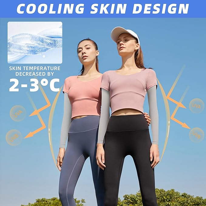 BHYTAKI UV Sun Protection Arm Sleeves, UPF 50 Sports Cooling Arm Compression Sleeves for Men Women Teenager