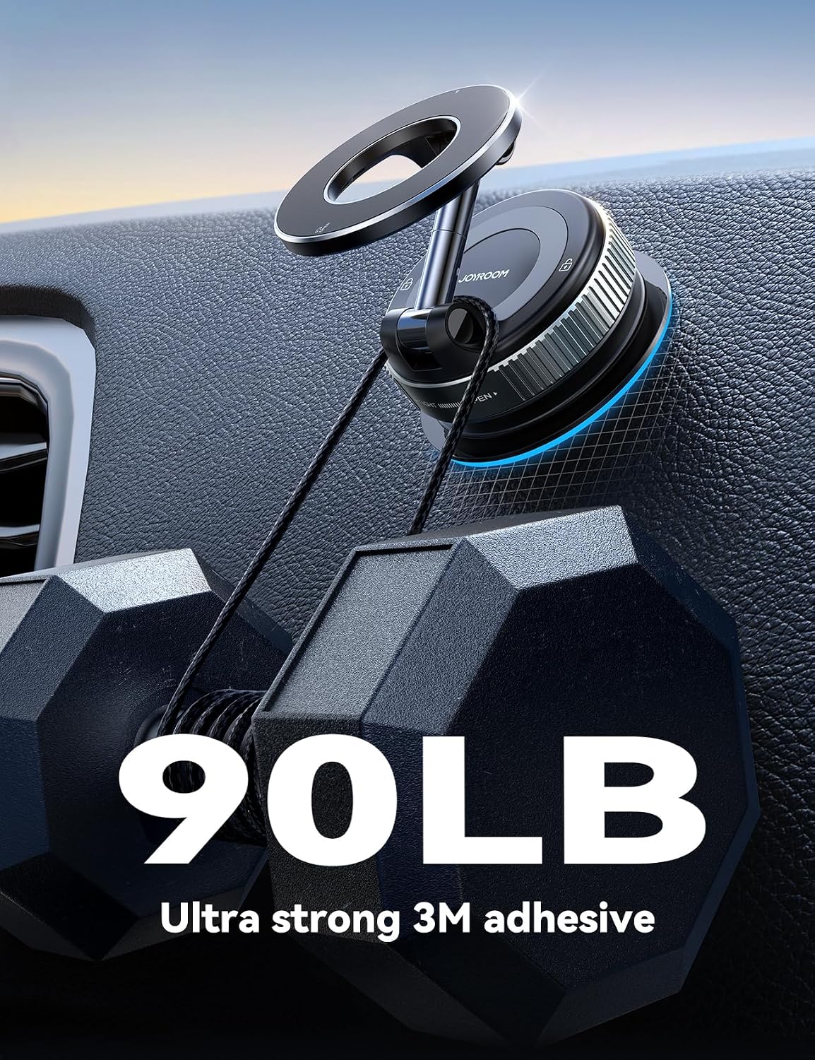 JOYROOM Magsafe Car Mount, Car Mount for iPhone with Strong Magnet, 360° Metal Strut Vacuum Suction Cup Phone Mount for iPhone 17 Air Pro Max/16 15 14 13 12 Series& Android Magsafe Case, Dark Blue