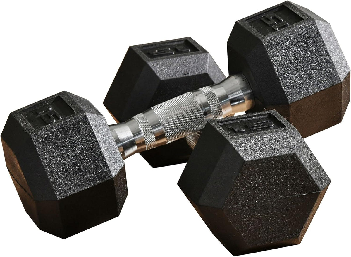 Sozier Hex Dumbbell Set - Rubber Weights with Non-Slip Handles | 2 x 12lbs, 2 x 15lbs, 2 x 40lbs, 2 x 45lbs, 2 x 50lbs for Home Gym Fitness