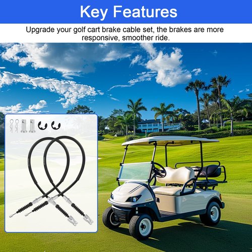 BZTT Club Car DS Brake Cables for Club Car Brake Cable Kit 2000-UP 102022101 Club Car Cable Stainless Steel Core Driver & Passenger Side Cables