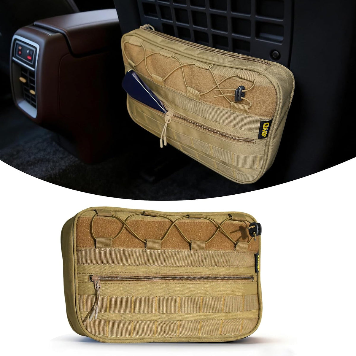 Car Storage Organizer Compatible with 2021-2025 Ford Bronco 2/4 Door, Heavy Duty Rattle-Free Backseat Tactical Seat Storage Bags, No-Drill 600D Oxford Anti-Clutter Gear-Brown