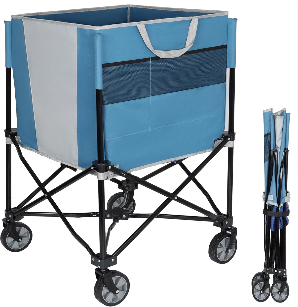 ZeHuoGe Rolling Ball Storage Cart - Collapsible Sports Equipment Organizer with Wheels | Multi-Sport Family Gym
