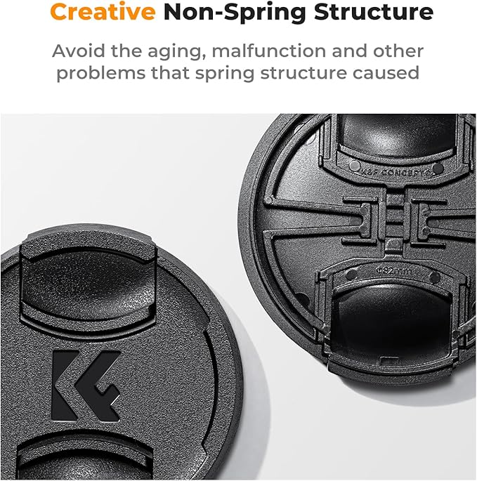 K&F Concept 58mm Lens Cap, 9-in-1 Center Pinch Lens Cover + Anti-Loss Keeper