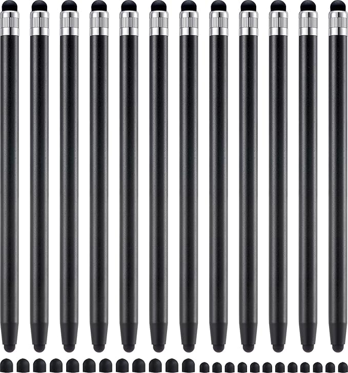 LINFANC 12Pcs Black Stylus Pen for Touchscreen, 2-in-1 High Precision &