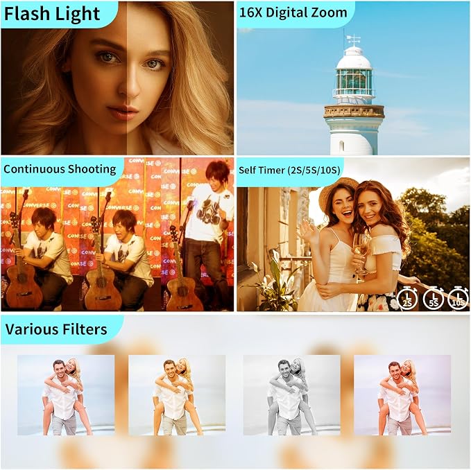 4K Digital Camera for Photography, 64MP Point and Shoot Digital Cameras