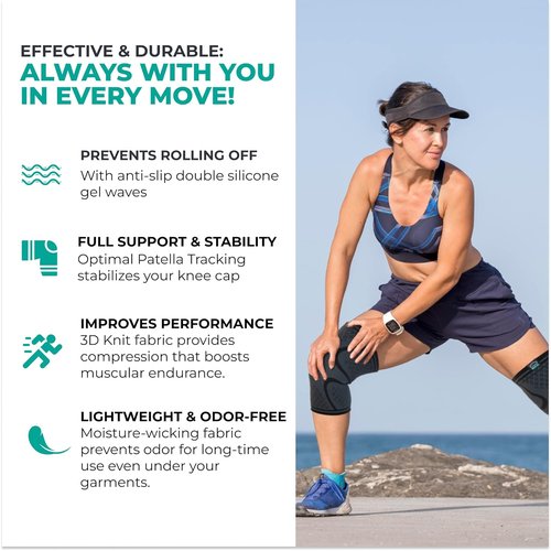 Modvel Compression Knee Brace - 2-Pack Support Sleeves for Running & Pain Relief | Meniscus, ACL, Arthritis