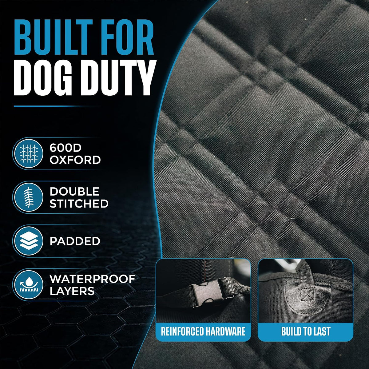 Bulldogology Dog Car Seat Cover 64"x60" Waterproof Heavy Duty Bench Dog Hammock Backseat Protector from Hair, Muddy Paws, Scratches - Pet Car Seat Cover for Cars Trucks SUVs (X-Large)