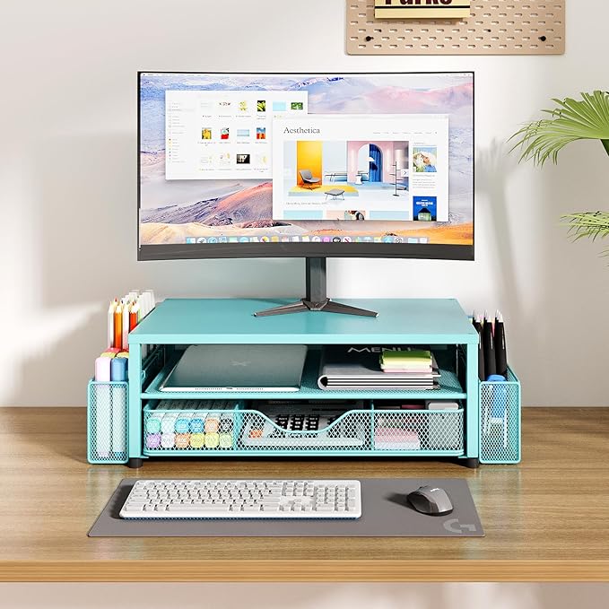 OPNICE Desk Organizers and Accessories, 2-Tier Computer Monitor Stand Riser