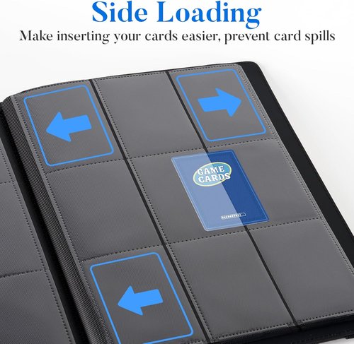 Fabmaker Premium 9 Pocket Card Binder - Sturdy Trading Card Album for 360 Cards | Navy Blue