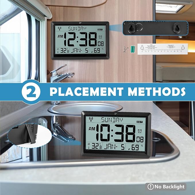 SZELAM Atomic Clock, 10.5"Large Display Digital Wall Clock Battery Operated