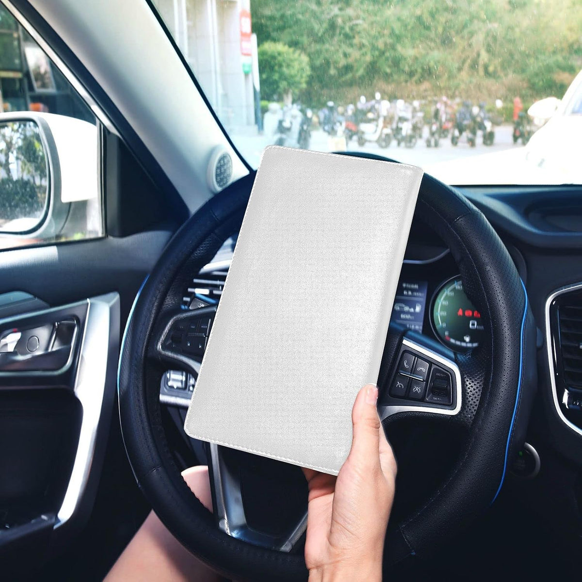 Custom Car Registration and Insurance Card Holder Personalized Leather Glove Box Organize Men Women Wallet Accessories Case for Cards, Essential Document Driver License White