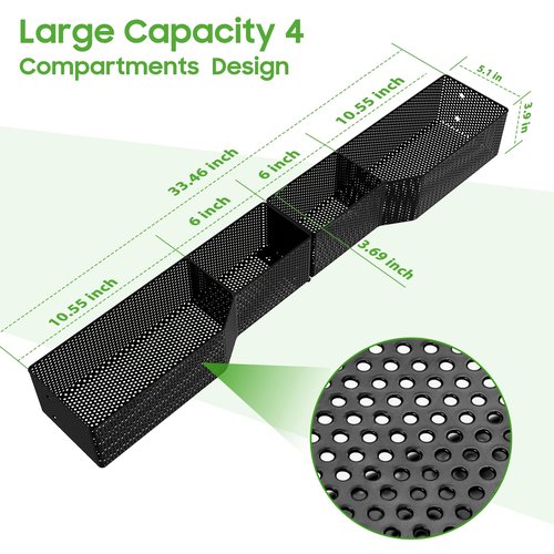 10L0L Golf Cart Storage Basket - Heavy Duty Front Dash Organizer for EZGO TXT/RXV & Club Car DS/Precedent - Steel Metal Utility Tray with 4 Secure Compartments (Drilling Required)