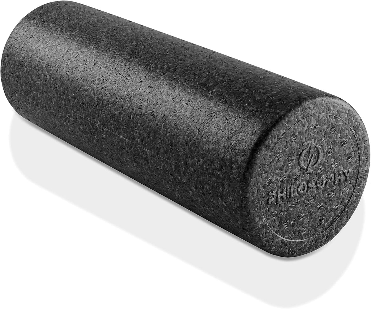 Philosophy Gym High-Density Foam Roller - 18-Inch Round for Exercise, Massage & Muscle Recovery - Black