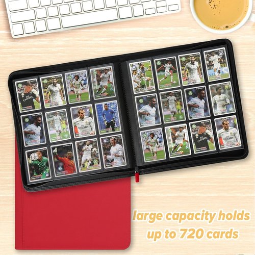 GERMUN Trading Card Binder - 12 Pocket Premium Card Holder for 720 Cards | Double-Sided Album (Red)