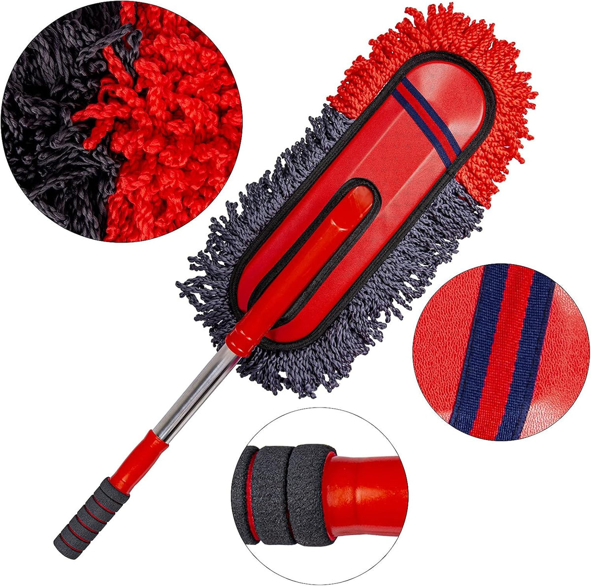 Soft Microfiber Car Duster Exterior Scratch Free Multipurpose Duster with Extendable Handle Duster for Car, Truck, SUV, RV and Motorcycle