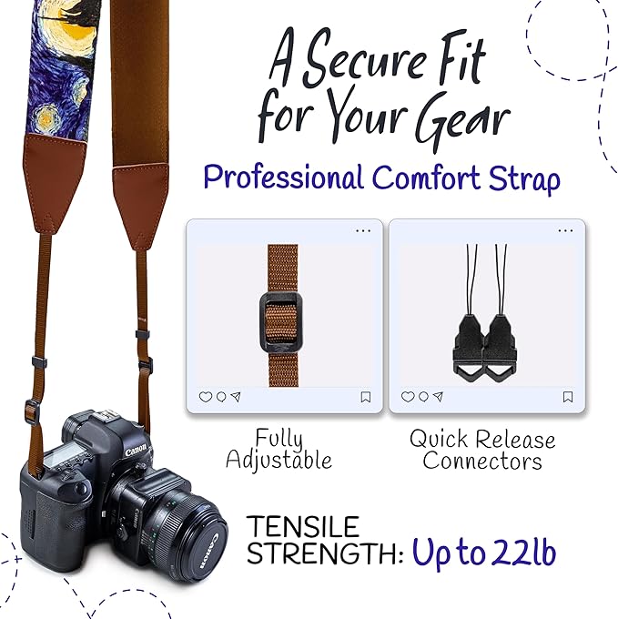Camera Strap, Vintage Embroidered Neck Shoulder & Crossbody Camera Strap