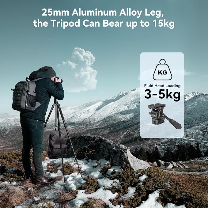 SmallRig CT180 Video Tripod, Aluminum Camera Tripod, 360° Panorama Fluid Head