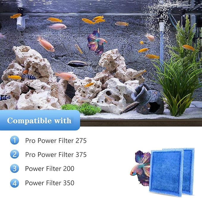 Aquarium Filter Cartridge 4 Pack Rite-Size C Filter Replacement Cartridges Compatible with PRO Power Filters 275/375 /Power Filters 200/350
