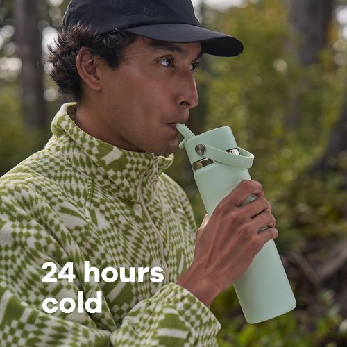 Hydro Flask Water Bottle - Insulated Stainless Steel with Wide Straw Lid - 40 Oz Oat Tan, Leakproof Design