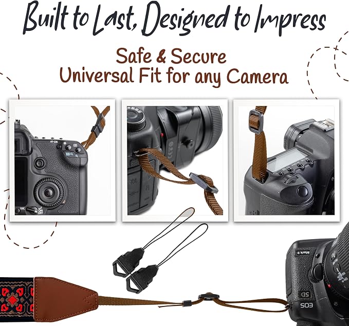 Art Tribute Camera Strap For Photographers Padded Universal Fit Neck Shoulder &