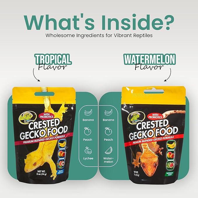 Watermelon and Tropical Fruit Flavor Crested Gecko Food for Reptiles (2-oz) Including Microfiber Cleaning Cloth (Tropical Fruit and Watermelon Flavor Crested Gecko Food 2-oz)